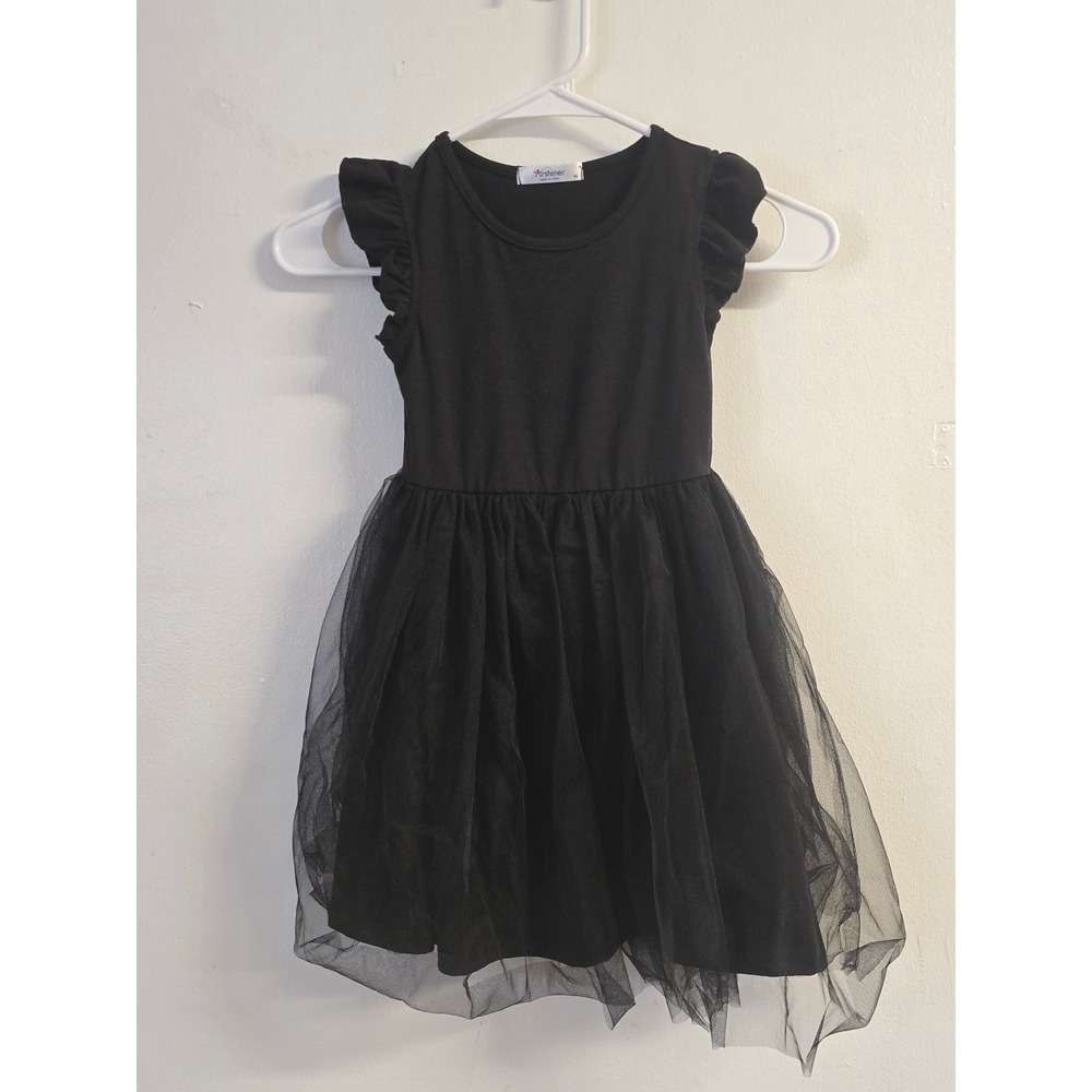 Arshiner Girls Black Flutter Sleeve Tulle Tutu Dress Size 90 18-24 Month Fairy